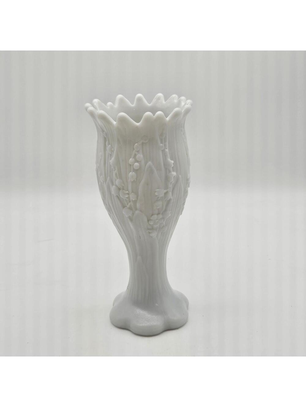 Westmoreland Milk Glass Lily Of The Valley Goblet Style Vase...